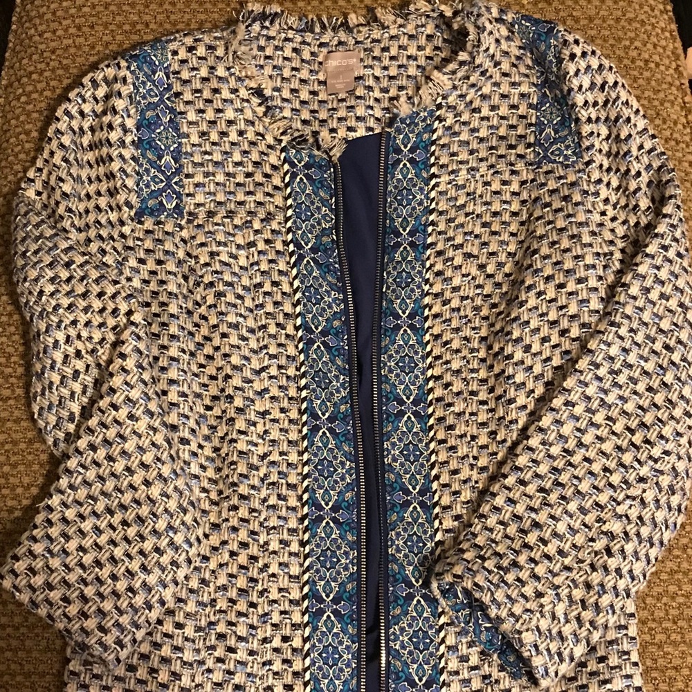 Chico’s Zip Up Tweed Jacket Size 1
